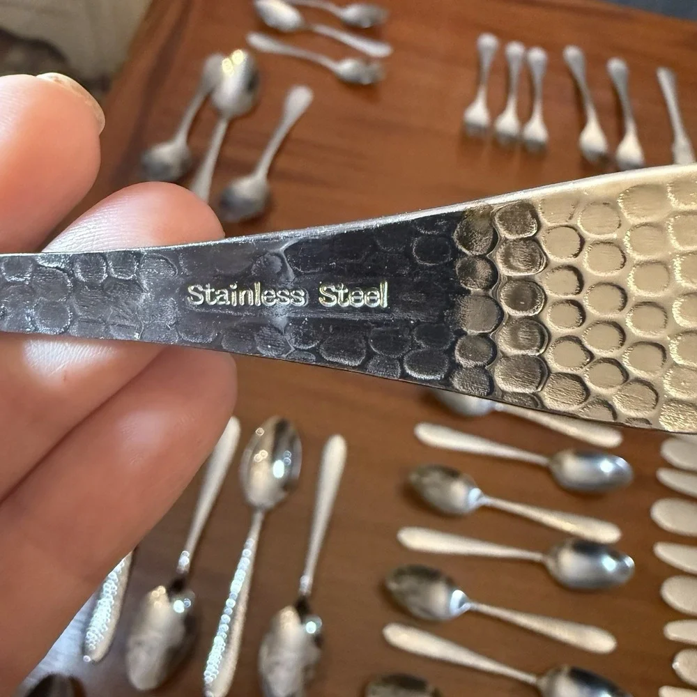 58-Piece Hammered Stainless Steel Flatware Set – Towle Logan + Unbranded MIx Lot